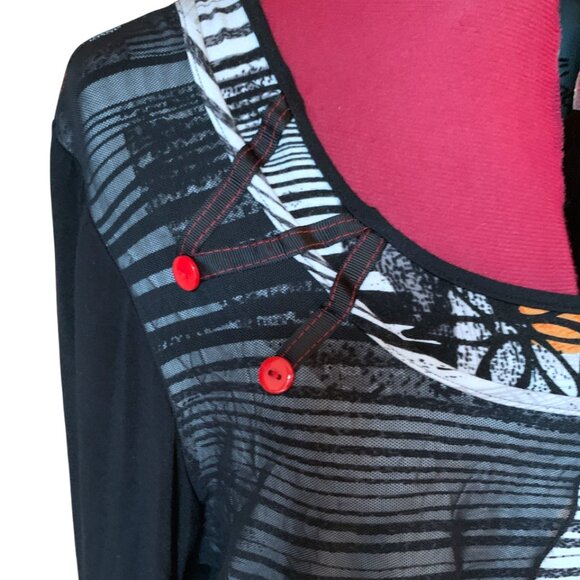 MICHAEL TYLER - Black multi-layers tunic short dress multi-layers - LARGE - Picture 4 of 10